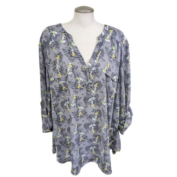 Torrid Womens Plus 5X Harper Disney Peter Pan Tinkerbell Grey Pullover Blouse - Picture 5 of 11